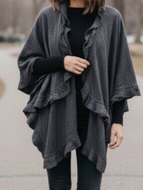 Demdaco Gray Wrap Shawl Poncho